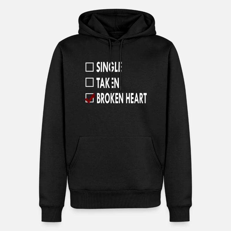 SINGLE BROKEN HEART - Sweat à capuche Premium bio Homme - noir