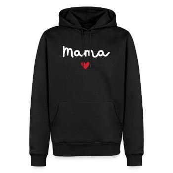 Mama d’amour - cadeau maman - Sweat à capuche Premium bio Homme - noir - Devant - Nico (187cm)