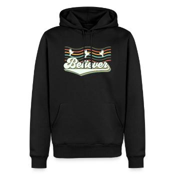 Croyant - Sweat à capuche Premium bio Homme - noir - Devant - Nico (187cm)
