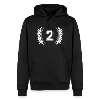 Numéro 2 - Sweat à capuche Premium bio Homme - noir - Devant - Nico (187cm)