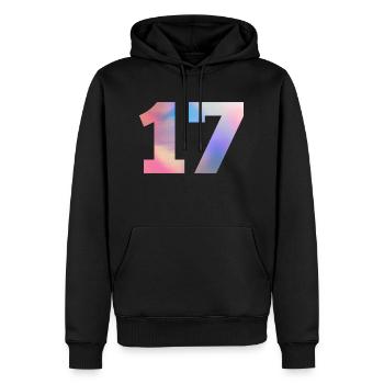 Bunte Zahl 17 - Männer Premium Bio Hoodie - Schwarz - Vorne - Nico (187cm)