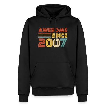 Génial depuis 2007" - Rétro Vintage 18e anniversaire - Sweat à capuche Premium bio Homme - noir - Devant - Nico (187cm)