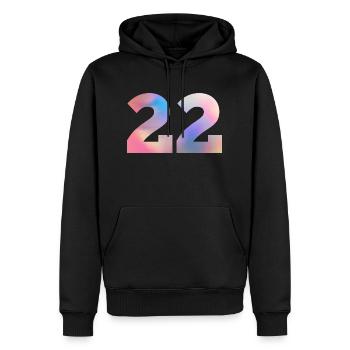 Bunte Zahl 22 - Männer Premium Bio Hoodie - Schwarz - Vorne - Nico (187cm)