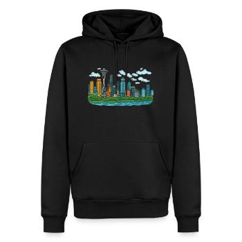 Ville de Seattle - Sweat à capuche Premium bio Homme - noir - Devant - Nico (187cm)
