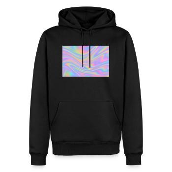 Holografisches Design - Männer Premium Bio Hoodie - Schwarz - Vorne - Nico (187cm)