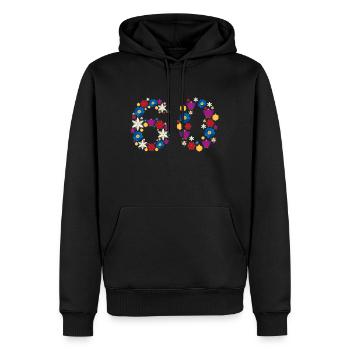 Flowers 60 - Men’s Premium Organic Hoodie - black - Front - Nico (187cm)