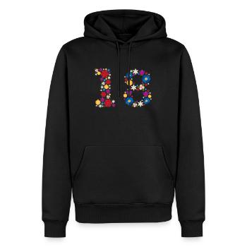 Flowers 18 - Männer Premium Bio Hoodie - Schwarz - Vorne - Nico (187cm)
