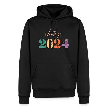 Vintage 2024 Floral - Men’s Premium Organic Hoodie - black - Front - Nico (187cm)