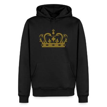 DE - Krone - Männer Premium Bio Hoodie - Schwarz - Vorne - Nico (187cm)