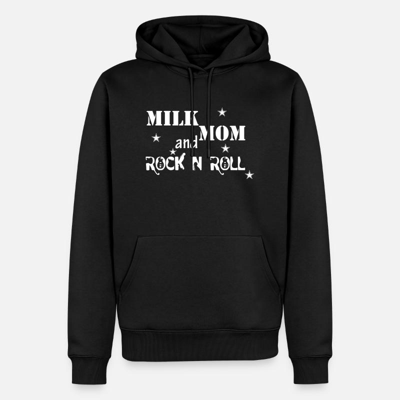 Milk,Mom, Rock'n'Roll - Männer Premium Bio Hoodie - Schwarz