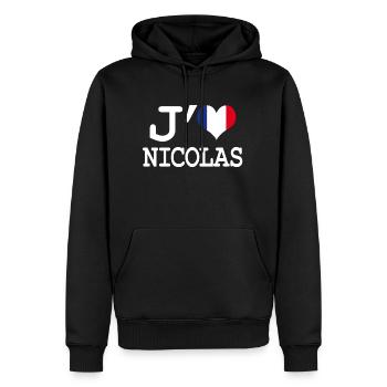 Ich liebe Nicolas - Männer Premium Bio Hoodie - Schwarz - Vorne - Nico (187cm)