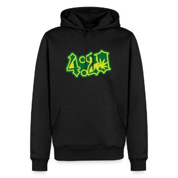 420 Badge - Men’s Premium Organic Hoodie - black - Front - Nico (187cm)