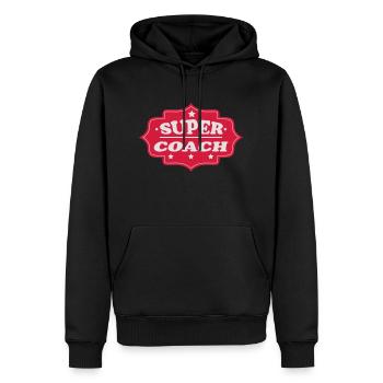 Super coach 111 - Sweat à capuche Premium bio Homme - noir - Devant - Nico (187cm)