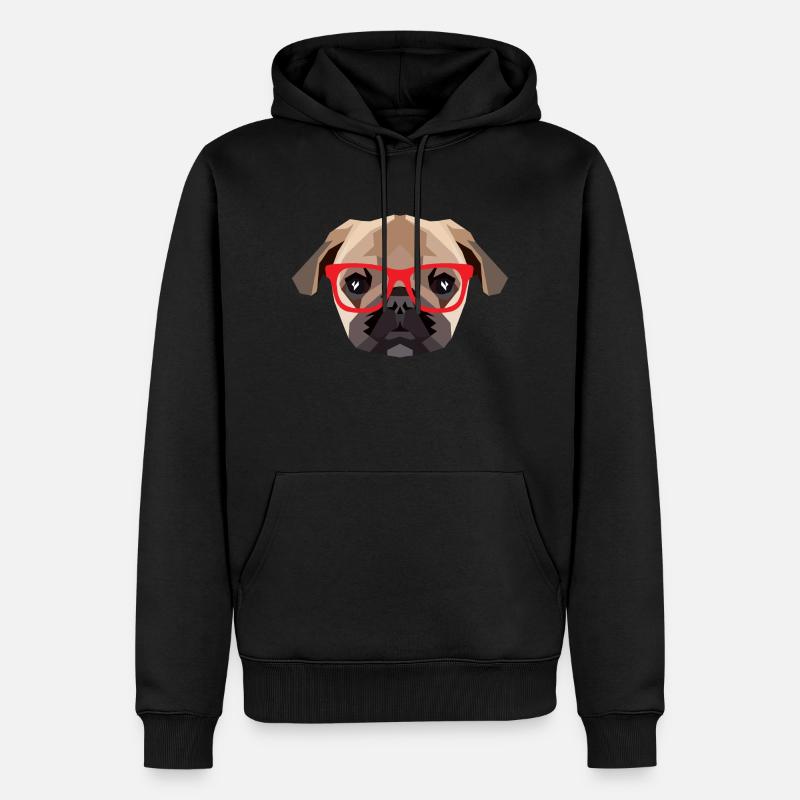 Hipster Mops (Low Poly) - Sweat à capuche Premium bio Homme - noir