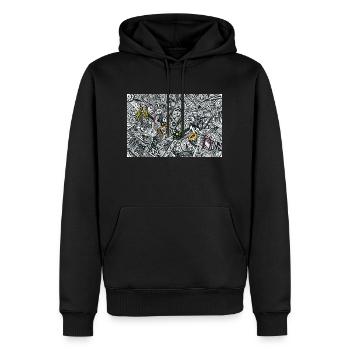 Hidden Zentangle Art Solution yellow edition - Men’s Premium Organic Hoodie - black - Front - Nico (187cm)