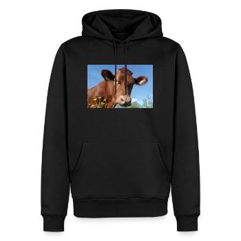 vache - Sweat à capuche Premium bio Homme - noir - Devant - Nico (187cm)