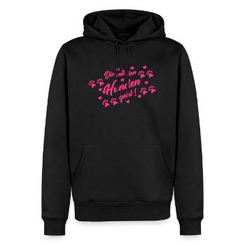 die_mit_den_hunden_geht_001 - Männer Premium Bio Hoodie - Schwarz - Vorne - Nico (187cm)