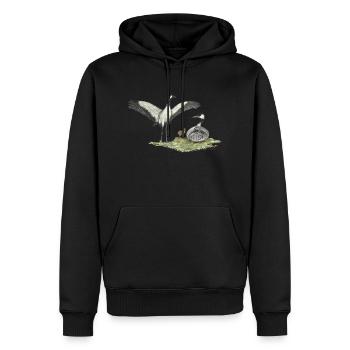 Crane family with chicks - Men’s Premium Organic Hoodie - black - Front - Nico (187cm)