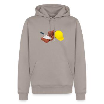 bricks trowel helmet - Men’s Premium Organic Hoodie - taupe - Front - Nico (187cm)