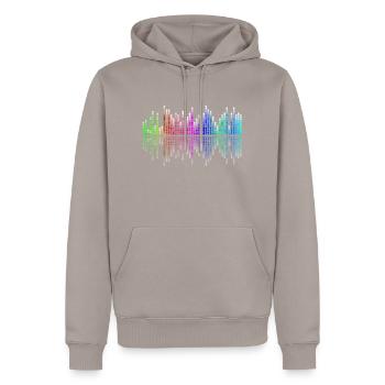 Sound, Schwingung - Männer Premium Bio Hoodie - Taupe - Vorne - Nico (187cm)
