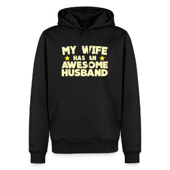 Ma femme a un mari génial - Sweat à capuche Premium bio Homme - noir - Devant - Nico (187cm)