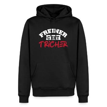 Freiner c'est tricher cadeau moto motard humour - Sweat à capuche Premium bio Homme - noir - Devant - Nico (187cm)