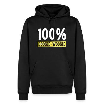 100% boogie woogie Cadeau humour personnalisé - Sweat à capuche Premium bio Homme - noir - Devant - Nico (187cm)