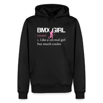 BMX Girl comme une cycliste cycliste normale - Sweat à capuche Premium bio Homme - noir - Devant - Nico (187cm)
