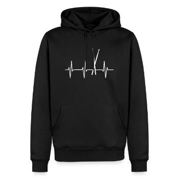 Drumsticks Herzschlag Schlagzeug EKG - Männer Premium Bio Hoodie - Schwarz - Vorne - Nico (187cm)