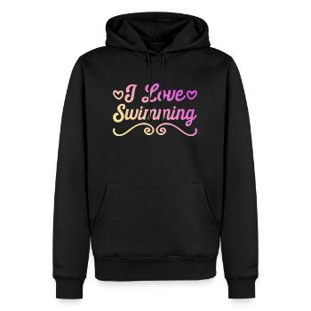 Ich liebe Schwimmen - Männer Premium Bio Hoodie - Schwarz - Vorne - Nico (187cm)