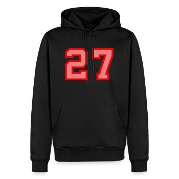 Cool Retro Retrostyle Numéro de maillot numéro de dos - Sweat à capuche Premium bio Homme - noir - Devant - Nico (187cm)