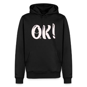 Ja - Ok - Männer Premium Bio Hoodie - Schwarz - Vorne - Nico (187cm)