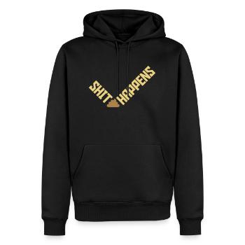 La merde arrive la citation d’humour - Sweat à capuche Premium bio Homme - noir - Devant - Nico (187cm)