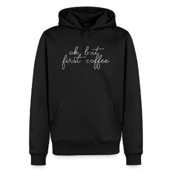 ok premier café café disant police petit déjeuner - Sweat à capuche Premium bio Homme - noir - Devant - Nico (187cm)