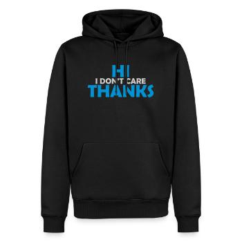 Salut je m'en fiche - Sweat à capuche Premium bio Homme - noir - Devant - Nico (187cm)