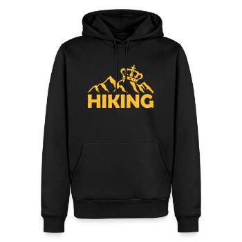 Logo hiking crown mountains - Men’s Premium Organic Hoodie - black - Front - Nico (187cm)
