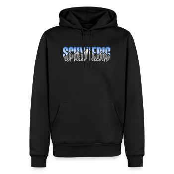 Schwierig ist hier nichts - Design blau / hell - Männer Premium Bio Hoodie - Schwarz - Vorne - Nico (187cm)