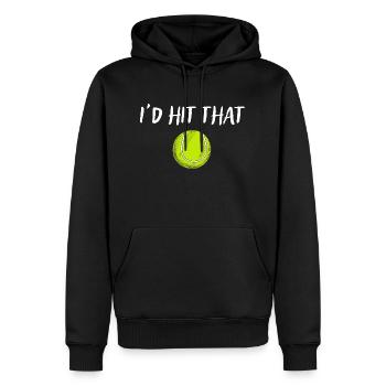 Funny Tennis Apparel Funny Sayings Id hit that - Männer Premium Bio Hoodie - Schwarz - Vorne - Nico (187cm)