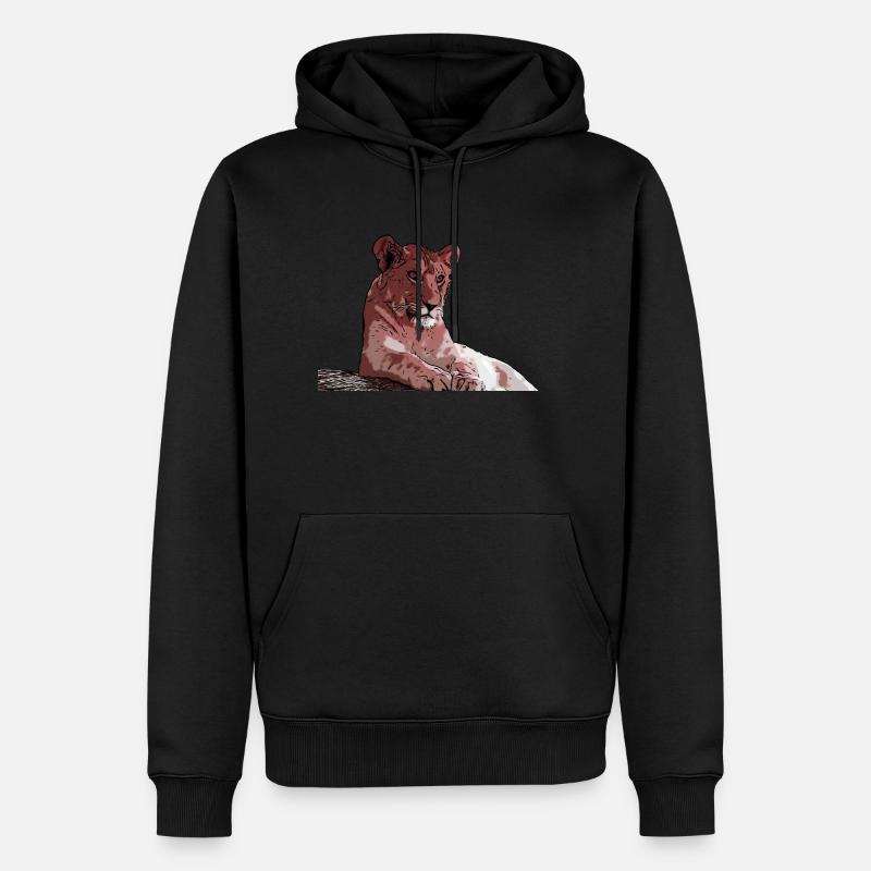 Junger Löwe - Männer Premium Bio Hoodie - Schwarz