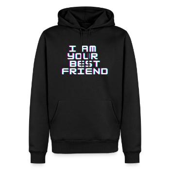 I AM THE BEST FRIEND - Sweat à capuche Premium bio Homme - noir - Devant - Nico (187cm)