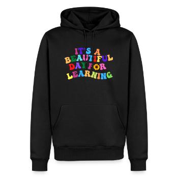 Es ist ein schöner Tag zum Lernen - Männer Premium Bio Hoodie - Schwarz - Vorne - Nico (187cm)