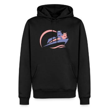 yacht nilpferd hippo kind baby rosa blau boot - Männer Premium Bio Hoodie - Schwarz - Vorne - Nico (187cm)