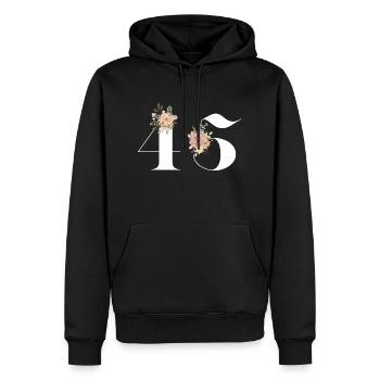 45e anniversaire fleuris (Cadeau de 45 ans) - Sweat à capuche Premium bio Homme - noir - Devant - Nico (187cm)
