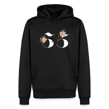 55e anniversaire fleuris (Cadeau de 55 ans) - Sweat à capuche Premium bio Homme - noir - Devant - Nico (187cm)