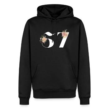 Blumen zum 57-jährigen Jubiläum (Geschenk von 57 Jahren) - Männer Premium Bio Hoodie - Schwarz - Vorne - Nico (187cm)