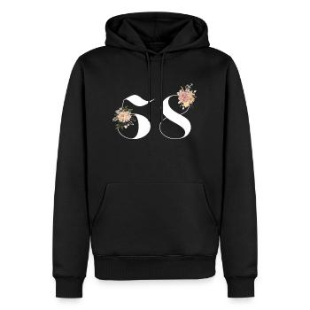 58e anniversaire fleuris (Cadeau de 58 ans) - Sweat à capuche Premium bio Homme - noir - Devant - Nico (187cm)