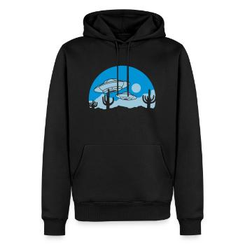 Wüsten UFOs Mystery Szene - Männer Premium Bio Hoodie - Schwarz - Vorne - Nico (187cm)
