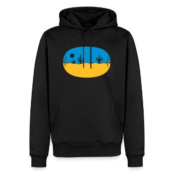Skyline Fréquence Paysage désertique - Sweat à capuche Premium bio Homme - noir - Devant - Nico (187cm)