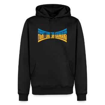 fight like ukrainians Zitat - Männer Premium Bio Hoodie - Schwarz - Vorne - Nico (187cm)