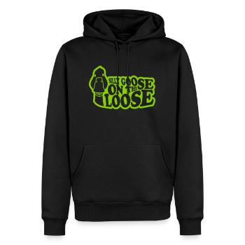 goose on the loose - Männer Premium Bio Hoodie - Schwarz - Vorne - Nico (187cm)